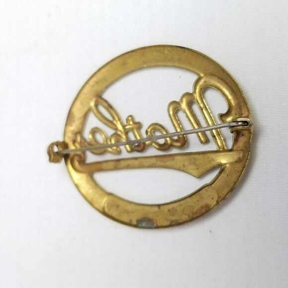 Vintage Mother Brooch, Gold Tone Oval Shape Cursive Font Spell Out Brooch Pin - Picture 3 of 6